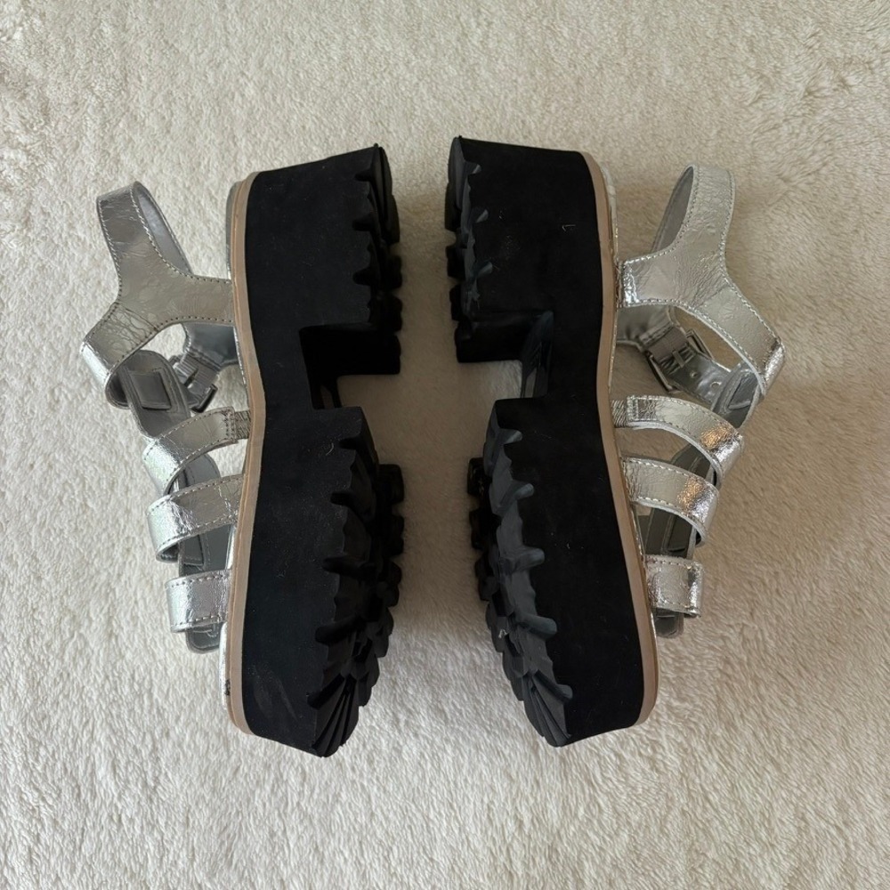 Dolce Vita Latice Gladiator Sandals Women's 9 Silver Fisherman Platform Chunky - Picture 3 of 6